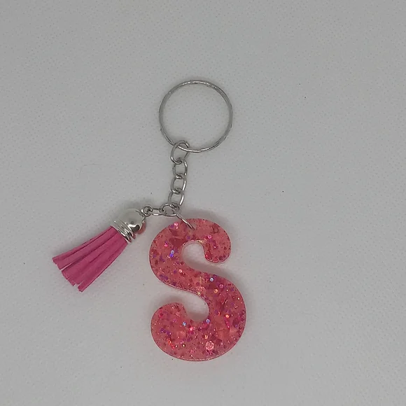 Pink Glitter Keychain with Tassel - Picture 2 of 2